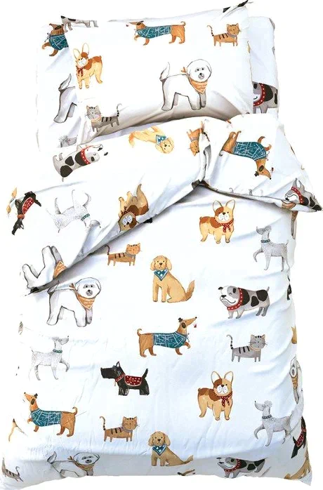 Постельное бельё Этель 1.5 сп Dog party, 143*215 см, 150*214 см, 50*70 см -1 шт,100% хлопок, бязь