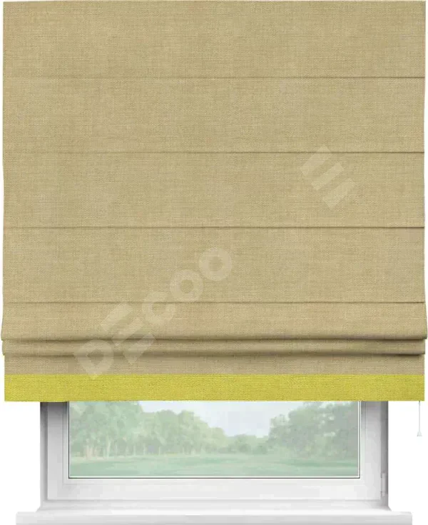 Римская штора «Кортин» с кантом Джестер, для проема, ткань лён бежевый