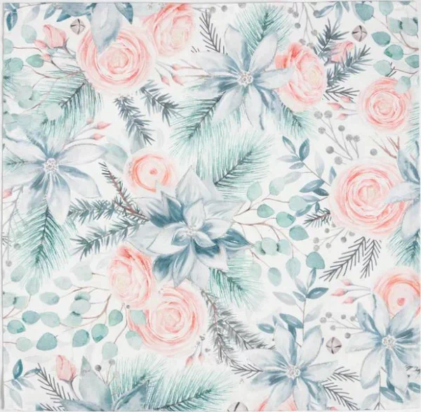 Набор новогодних салфеток Этель "Christmas flowers" 46х46 см - 4шт., 100%хл, саржа 190 г/м2