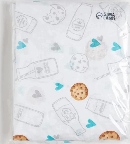Простыня на резинке "Крошка Я" Milk&Cookie, 60х120+20см, 100% хл, бязь