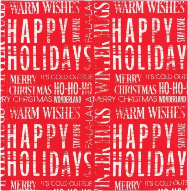 Набор салфеток с декорат. кольцами "Happy holidays" 45х45 см - 2 шт, 100% хл, саржа 190гр/м2