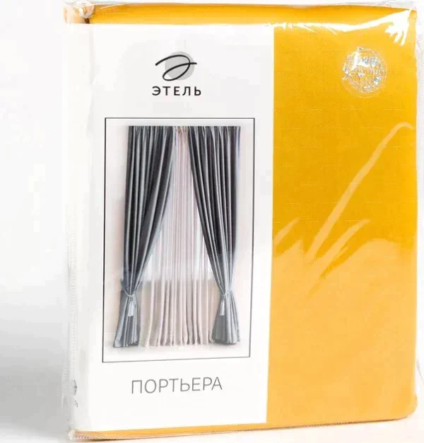 Штора портьерная Этель "Штрихи"цв.желтый,на шторн.ленте 270*300 см,100% п/э