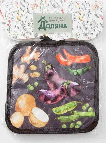 Кухонный набор (2 предмета) Доляна «Овощи», прихватка 17х17 см - 2 шт, 100% п/э