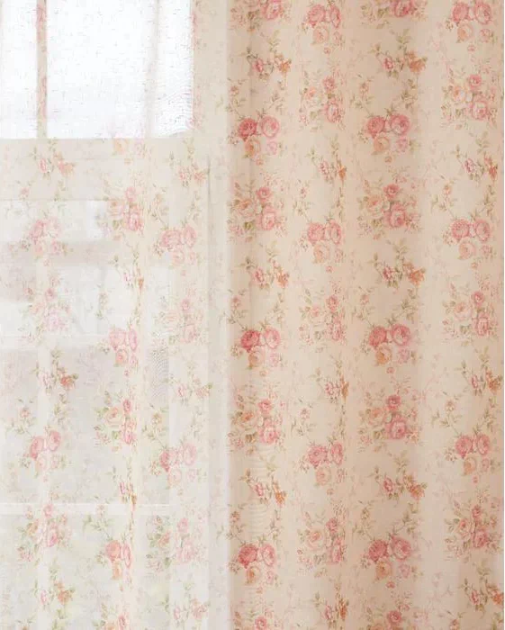 Штора тюлевая  "Этель" 260*250 см Нежные цветы б/утяжелителя,100% п/э