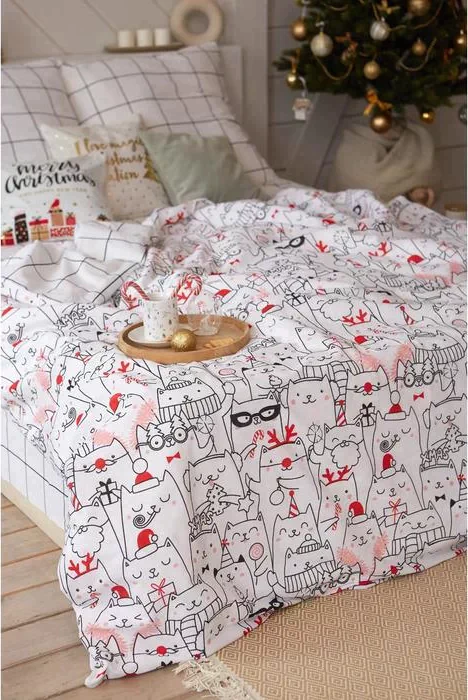 Постельное белье Этель 1.5 сп Xmas cat 143*215 см, 150*214 см, 70*70 см - 2 шт