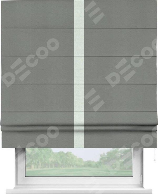 Римская штора «Кортин» с кантом Хайвэй, для проема, ткань блэкаут однотонный тёмно-серый