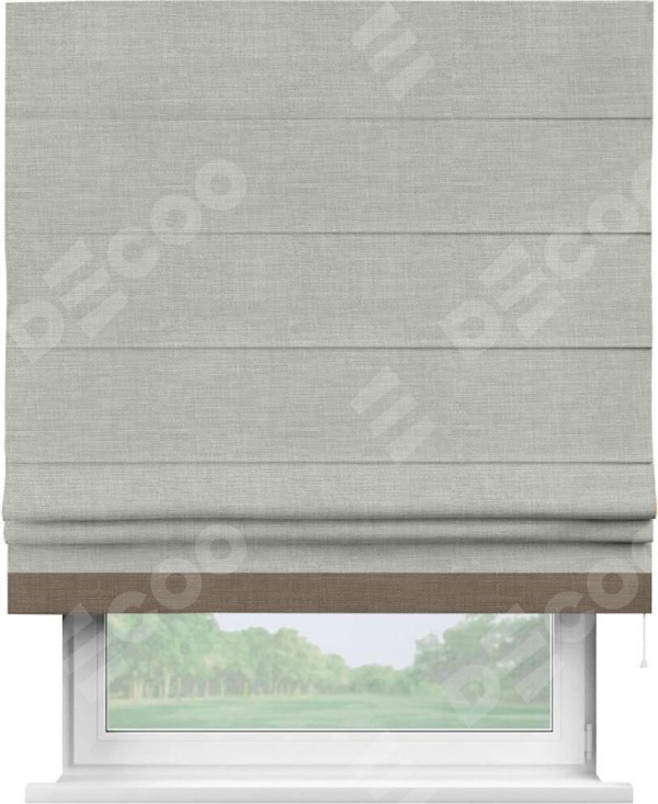 Римская штора «Кортин» с кантом Джестер, для проема, ткань лён серый