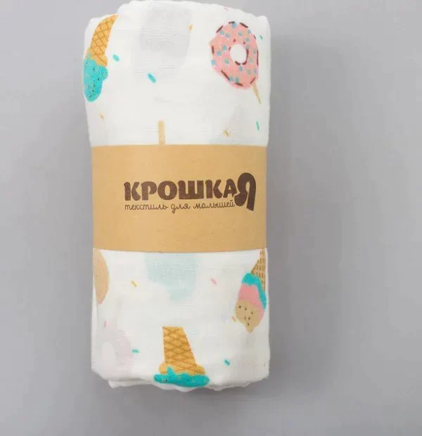 Одеяло лёгкое Крошка Я "Сладости" 90*90 см, муслин четырехслойный, 100% хлопок