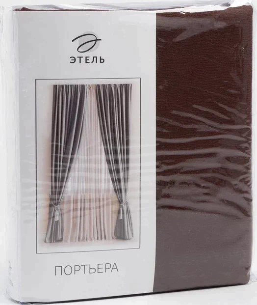 Штора портьерная "Этель" ширина 200 см, высота 250 см, цвет шоколадный, матовая
