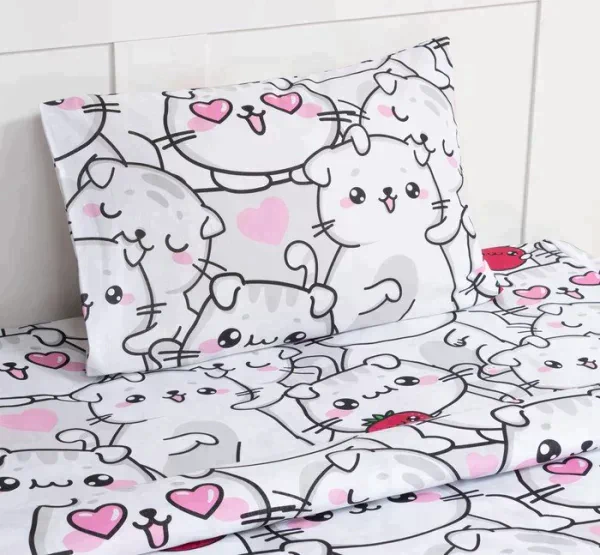 Постельное бельё Этель 1,5 сп "Sweet cats", 143х215 см, 150х214 см, 50х70 см -1 шт, 100% хлопок, бязь