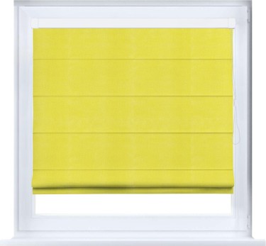 Римская штора «Кортин» кассетная, ткань вельвет светло-желтый