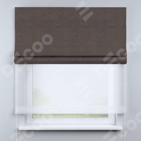 Римская штора «Кортин» день-ночь, ткань вельвет коричневый