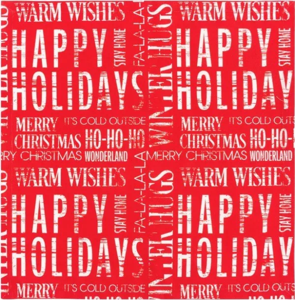 Набор салфеток с декорат. кольцами "Happy holidays" 45х45см - 4 шт, 100% хл, саржа 190гр/м2