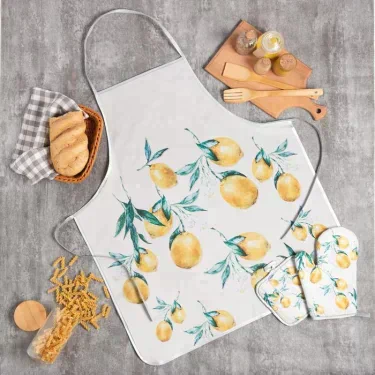 Кухонный набор Доляна Lemon, прихватка 17*17 см, рукавица 26*16 см, фартук 70*80 см 100% п/э