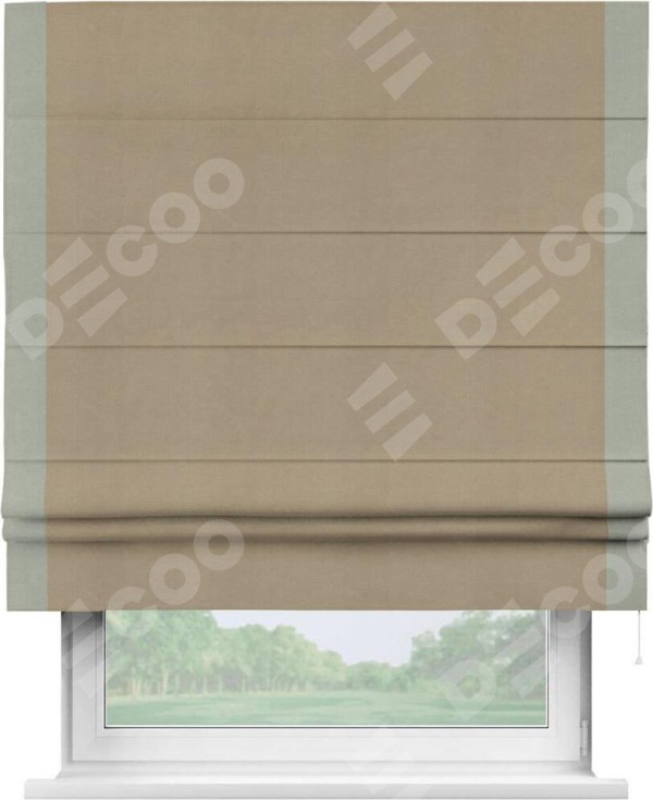 Римская штора «Кортин» с кантом Стрим Дуо, для проема, ткань вельвет кофейный