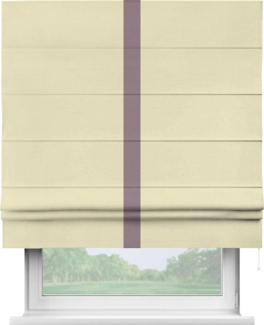 Римская штора «Кортин» с кантом Хайвэй, для проема, ткань блэкаут однотонный бежевый