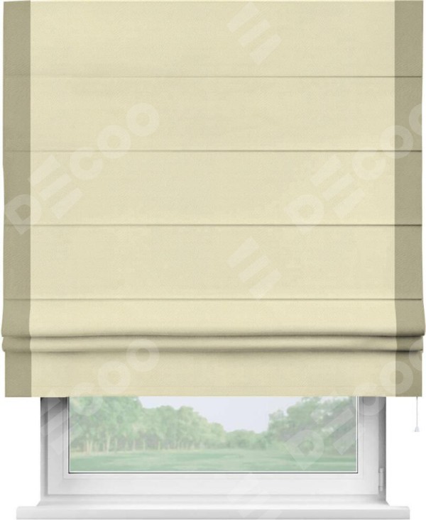 Римская штора «Кортин» с кантом Стрим Дуо, для проема, ткань блэкаут однотонный бежевый