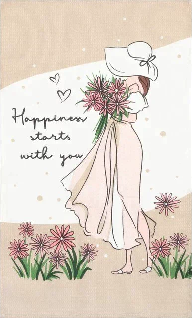 Полотенце "Доляна" Happiness 35х60 см, 100% хл, вафля 160 г/м2
