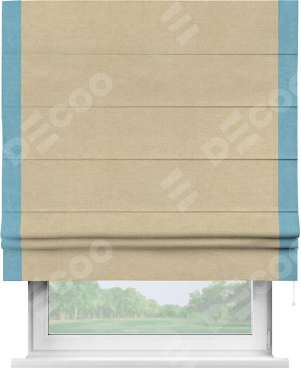 Римская штора «Кортин» с кантом Стрим Дуо, для проема, ткань вельвет бежевый