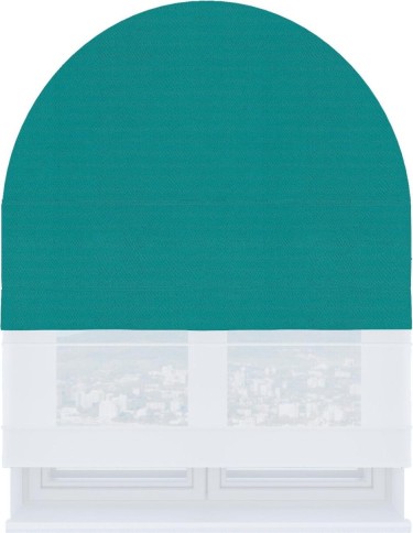 Римская штора «Кортин» день-ночь для арочного проёма, ткань блэкаут однотонный бирюзовый