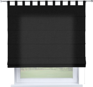 Римская штора на петлях «Кортин», ткань лён черный