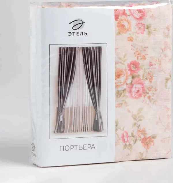 Штора тюлевая "Этель" 135х270 см Нежные цветы без утяжелителя, 100% п/э
