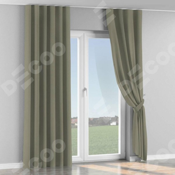 Комплект штор на тесьме «Волна», блэкаут однотонный серо-зелёный