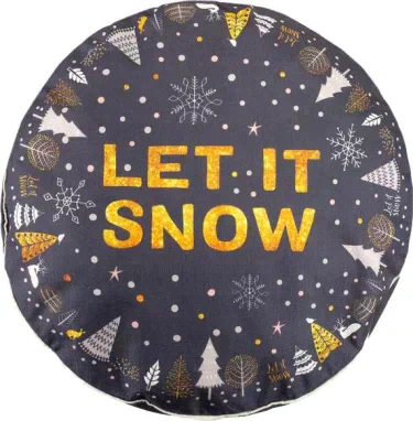 Чехол для пуфика Этель "Let it snow", d=60 см, рогожка, 100% п/э