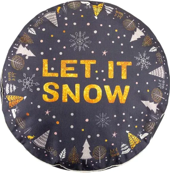 Чехол для пуфика Этель "Let it snow", d=60 см, рогожка, 100% п/э