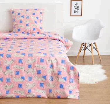 Постельное бельё 1,5 сп Экономь и Я «Котики» 145х210, 150х210, 50х70 см-1 шт