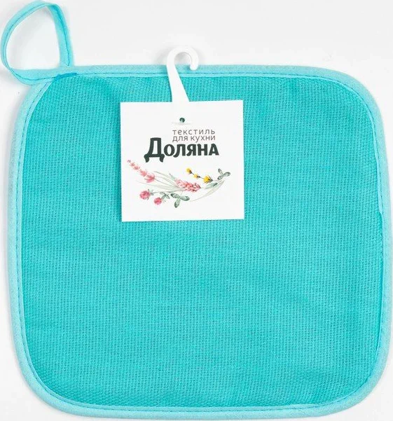 Прихватка "Доляна" Мятная карамель (вид 2) 19х19 см, 100% хл, рогожка 165 г/м2