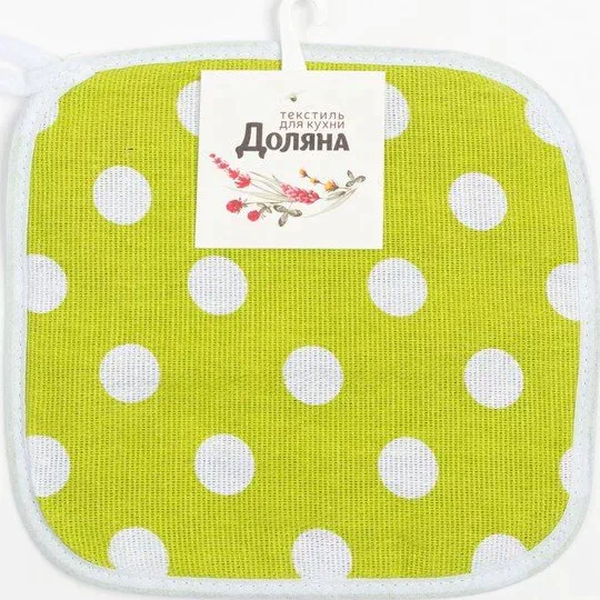 Прихватка "Доляна" Зелёное яблоко 19х19 см, 100% хл, рогожка 165 г/м2