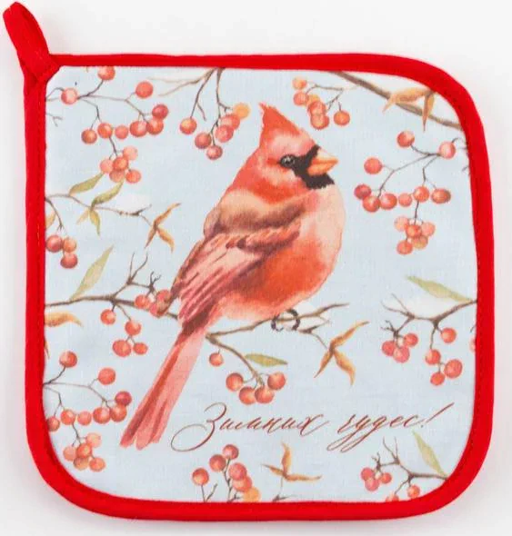 Прихватка "Winter birds" 19х19см, саржа, 100% х/л,ватин 250г/м2